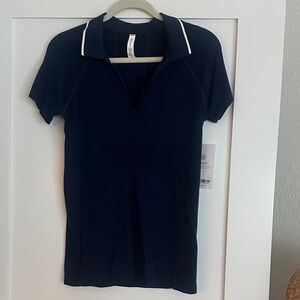 Athleta Navy Blue Short Sleeve Polo